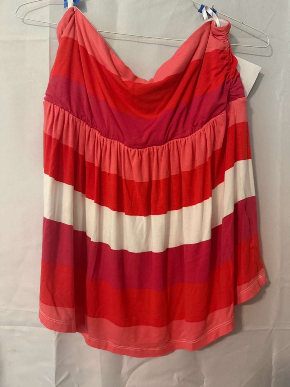 Striped Red & Pink Casual Women's Strapless top